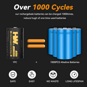 Baterías Recargables OEM al por Mayor, Tamaño D, Paquete 2 en 1, 1.5V, Voltaje Constante, 11100mWh, Batería de Iones de Litio con Puerto USB-C - Product Image 4