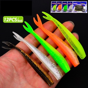Lot de 12 leurres souples en PVC à queue fourchue de 10 cm et 3,4 g, NOUVEAU, pour la pêche en eau douce, leurres à queue fendue pour achigan, <span class=keywords><strong>brochet</strong></span>, prédateur, mandarinfish - Product Image 1
