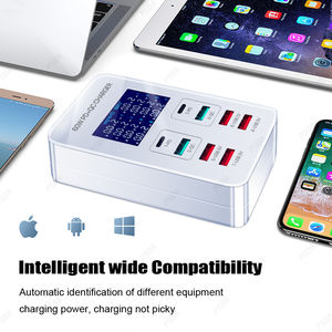 Eonline Scherm Snel Opladen Qc3.0 Adapter Usb Oplader Smart 8 Poort Desktop Oplader Mobiele Telefoon Reisoplader Pd - Product Image 6