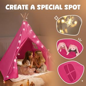 Tente de jeu tipi <span class=keywords><strong>rose</strong></span> pour enfants, <span class=keywords><strong>grande</strong></span> tente pour enfants, maison de jeu pour tout-petits, jouets pour bébés - Product Image 3