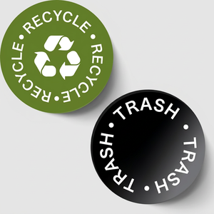 Etiquetas Adhesivas de PVC Ecológicas Personalizadas para Contenedores de Basura, Resistentes al Agua y a los Rayos UV, Etiquetas de Vinilo Brillante para Exteriores, Calcomanías Industriales Troqueladas - Product Image 1