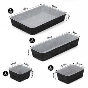 Cajón de almacenamiento de fieltro apilable, organizador de oficina, pequeño escritorio poco profundo, organizador de maquillaje, bandejas, divisores de dibujo, regalo de Festival - Product Image 2