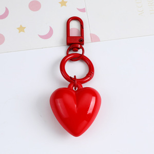 Novelty Resin Heart Keychain Cute 3D Puffy Keyring Solid Color Matched D Clasp Tonal Spring O <b>Ring</b> Korean Bag Charm Gift Factory - Product Image 1