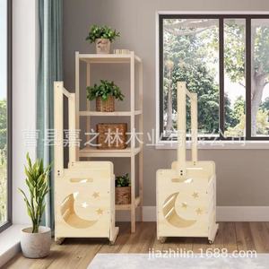 Caja de almacenamiento de madera para bebés, tipo cuadrada grande con ruedas para ropa y juguetes de 0 a 12 meses - Product Image 2