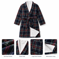 Peignoir personnalisé imprimé, extérieur blanc doux, intérieur en polaire, col châle, marque privée, robe de chambre saisonnière pour homme