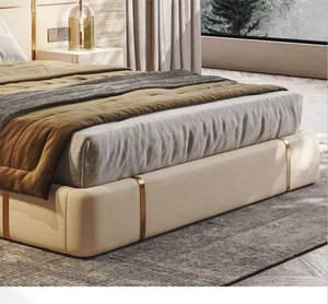 Set <span class=keywords><strong>Letto</strong></span> Moderno di Lusso Personalizzabile in Pelle, <span class=keywords><strong>Letto</strong></span> King/Queen Morbido ed Elegante in Stile Europeo, Arredamento Camera <span class=keywords><strong>da</strong></span> <span class=keywords><strong>Letto</strong></span> Imbottito - Product Image 5