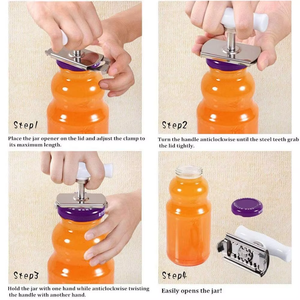 Ouvre-bocal manuel portable en acier inoxydable, ouvre-bouteille rotatif multifonction réglable, décapsuleur <span class=keywords><strong>pour</strong></span> cuisine - Product Image 4
