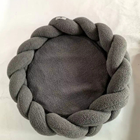 Coussin rond pour animaux de compagnie, en laine et éponge, tissé, doux, lavable, avec housse amovible, confortable pour l'hiver, pour chiens, chats et petits animaux