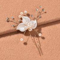 Épingle à cheveux blanche faite à la main et bandeau de cristal accessoire de robe de mariée avec fleur et feuille de strass perle pour les mariées
