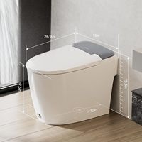 Toilette intelligente moderne avec siège chauffant, chasse d'eau automatique, chasse cyclonique, cuvette allongée, design à poser au sol