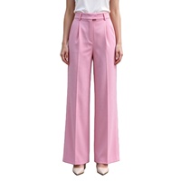 Pantalon plissé taille haute pour femme, coupe large, fluide et doux, idéal pour le bureau ou les occasions décontractées, personnalisable OEM/ODM, en stock