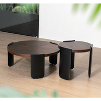 Mesa de Centro Moderna de Madera Maciza para Sala de Estar, Acabado en Chapa de Fresno, Tres Patas, Multifuncional, con Almacenamiento, Juego de Muebles para el Hogar