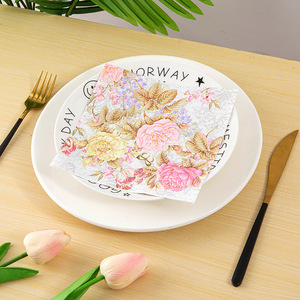 Französische Servietten im Landhausstil mit Aufdruck, Geprägte Party-Tücher, Dekorative Quadratische Papierservietten für Restaurants - Product Image 5