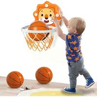 Mini panier de basket mural Lion de dessin animé, sans perçage, hauteur réglable, jouet de tir au basket d'intérieur pour enfant avec petit ballon