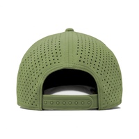 Casquette de baseball pour homme Merlin Manufacturer, imperméable, 5 panneaux, découpe laser, maille perforée, logo PVC personnalisé multicolore, casquette de golf avec cordon