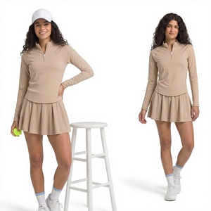 High Quality Customized Breathable Mesh Skirt Top Set Women Elastic Waist High Stretch Quick Dry Spandex/Nylon Golf Pickleball - Product Image 3