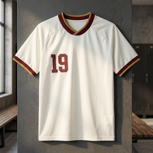 Camiseta de Fútbol Unisex del Equipo de España Two Stars, Cuello en V Blanco, Número 19 Color Granate, Impresión Digital, Manga Corta, Corte Regular, 100% Poliéster - Product Image 5