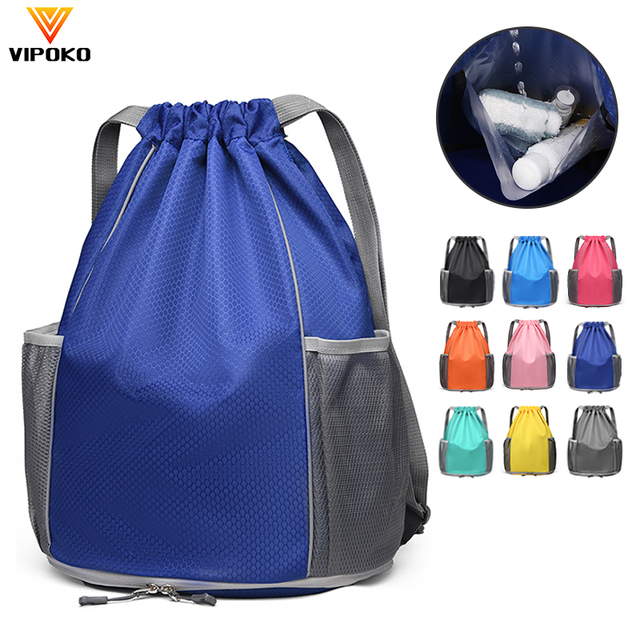 Custom Logo Backpack Wet Dry Separation Swimming Bag Waterproof Drawstring Backpack Shoes Compartment Bag Gym Drawstring Bags