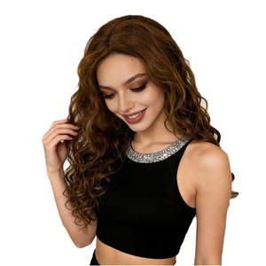 Nueva Peluca <span class=keywords><strong>de</strong></span> Encaje No-Remy para <span class=keywords><strong>Mujer</strong></span>, Estilo Europeo Americano, Cabello Largo Rizado con Ondas Grandes, Marrón Claro, 100% - Product Image 2