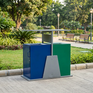 Outdoor Rectangular Plastic Waste <b>Bin</b> Green Blue With Sorting Feature For Recycling And Waste Management - Product Image 6