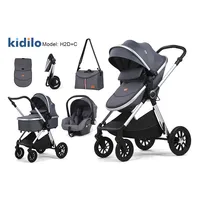 Poussette pliée et multifonctionnelle pour nouveau-né et enfant Kidilo Panier paysagé assis et couché avec deux sièges