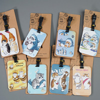 Étiquette de bagage personnalisée en PVC souple et écologique avec motif de requin, de chat ou d'animal de dessin animé pour emballage cadeau de voyage