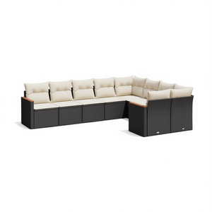 Cream White Garden <b>Sofa</b> Set <b>Rattan</b> Outdoor Furniture 10 Seater Contemporary Design - Product Image 1