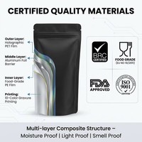 Sacs en Mylar noirs personnalisés, refermables avec fermeture éclair, pochettes en Mylar métallisé