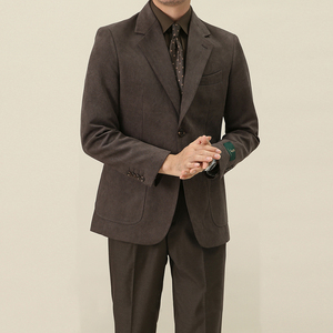 Jas <span class=keywords><strong>Blazer</strong></span> Pria Italia Naples Single-breasted untuk Bisnis, Kerja, dan Gaya Vintage yang Ramping dan Elegan - Product Image 1
