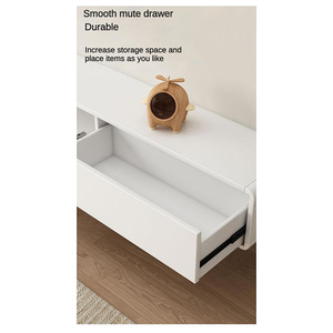 Nouveau Design Meuble TV en Bois <span class=keywords><strong>avec</strong></span> Tiroirs de Rangement Prix de Gros Personnalisé Blanc Flottant Luxe Support TV Mural pour Chambre - Product Image 5