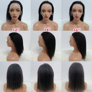 Promoción de $24: Pelucas Naturales Yaki, Pelucas Bob con Frente de Encaje 13x4, Pelucas Afro de Cabello Humano 100% Liso Rizado de 12, 14 y 16 Pulgadas - Product Image 6