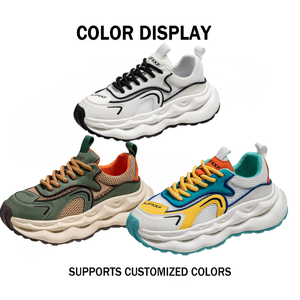 Man Sports Fashion Dad Shoes Breathable Knit Upper Flexible EVA/TPR Sole Hi-Poly Massage <b>Insole</b> Lightweight Platform - Product Image 2