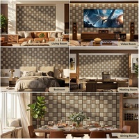 Panel Dinding Akustik Kayu Modern 3D Akupanel Desain Seni Dekoratif Interior untuk Kamar Tidur, Ruang Tamu, dan Kantor