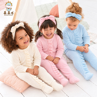 Combinaison bébé à manches longues en tricot gaufré avec volants et fermeture éclair, body pour nourrisson, fournisseur de vêtements en gros