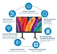 Tableau interactif intelligent, résolution 4K, écran tactile 20 points, panneau LED, 120 Hz, kiosque d'enseignement en ligne pour les salles de classe (Android)