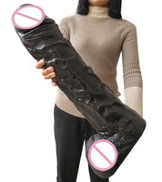 FAAK 55cm*13cm Juguete Sexual en Oferta, Juguetes Sexuales, Pene de Plástico Negro, Pene Grande y Grueso, Dildo Enorme Gigante para Mujeres