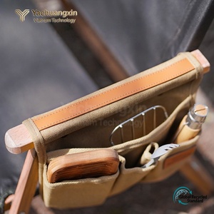 Sac de rangement en toile pour camping, organisateur multi-poches, sac suspendu pour accoudoir de chaise, utilisation extérieure, couleurs olive et kaki - Product Image 6