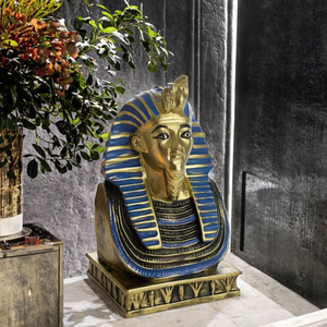 Egyptian <b>Pharaoh</b> Figurine Resin Sculpture Bust Handicraft Blue Gold Decorative Ornament for Home Entrance Yixin TJ031 - Product Image 3