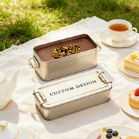 Boîte en métal rectangulaire personnalisée avec impression et gaufrage, pour tiramisu, dessert, bonbons, biscuits, gâteaux, emballage en métal avec fermeture