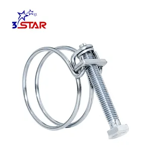 Wire pipe clips stainless steel double wire hose clamp