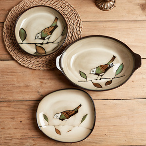 ชุดเครื่องครัวเซรามิกสไตล์ยุโรปเพ้นท์ลายด้วยมือ สีเคลือบใต้ผิวแบบชนบท สำหรับใช้ในครัวเรือน ร้านค้า ขายส่ง และงานเลี้ยง - Product Image 3