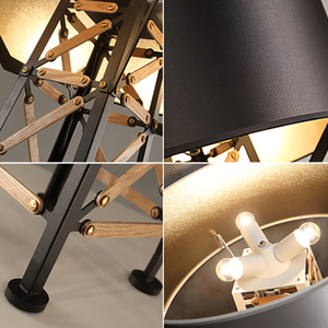 Lampadaire d'hôtel avec <span class=keywords><strong>abat</strong></span>-<span class=keywords><strong>jour</strong></span> en tissu noir, lampes sur pied approuvées, décoration de salon, lampe sur pied en bambou - Product Image 4