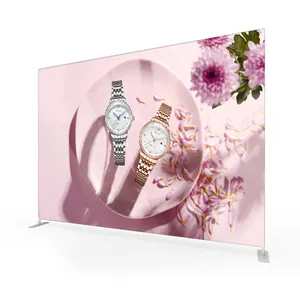 8ft 10ft 20ft Straight Custom Media Muur Aluminium Pop Up Tube Display Stretch Banner Stand Spanning Stof Displays Voor Event