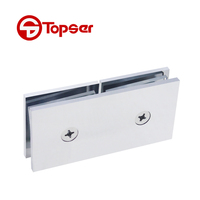 Quincaillerie de porte en verre chromé double fixe à 180 degrés en laiton massif forgé pour cloison de porte de douche