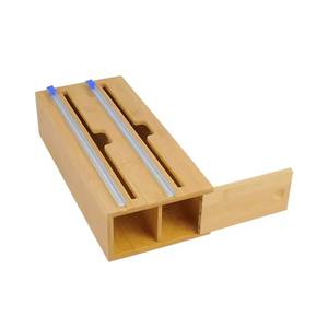 Groothandel Custom <span class=keywords><strong>2</strong></span>-In-1 Compatibele Bamboe Huishoudfolie Dispensers Aluminiumfolie Verpakking Opslag Laden Keuken Opbergdozen - Product Image 3