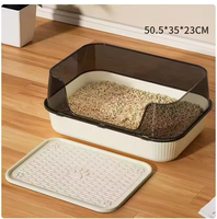Grande litière rectangulaire semi-fermée à parois hautes pour chat, avec tapis anti-éclaboussures pour toilettes domestiques