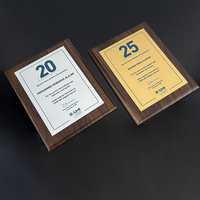 Plaque de certificat en bois plaqué or et argent avec cristal, plaques en bois MH-MJ0657