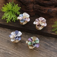 Luxe Femmes Coloré Fleur Anneaux Bijoux Femmes Mode Vintage Réglable Émail Anneaux