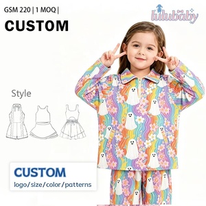 DH ODM Sudadera con cremallera de un cuarto para niñas, con estampado de fantasma, cómoda, linda y espeluznante, ropa deportiva para niños pequeños, top de vacaciones personalizado - Product Image 1