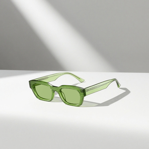 Nuovi occhiali da sole polarizzati quadrati con Logo personalizzato retrò con strisce montatura verde acetato e lenti <span class=keywords><strong>blu</strong></span>/gialle - Product Image 6